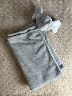 Amor Bebe Gray Elephant Lovey Plush Security Blanket Large Oversized White Ears